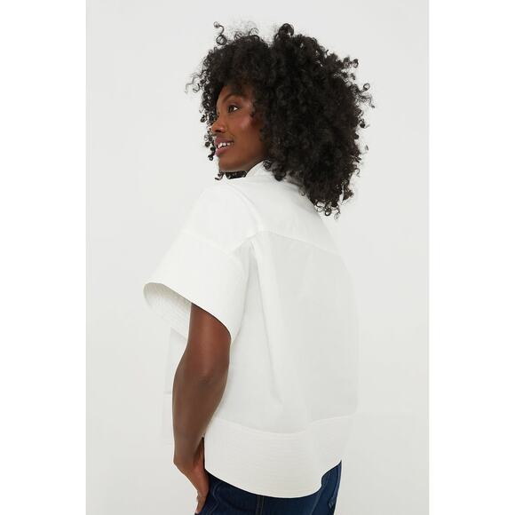 TUCKERNUCK White Trapunto Stitch Sofia Shirt Size M NWT Retail $118 Tuckernuck - Picture 7 of 8